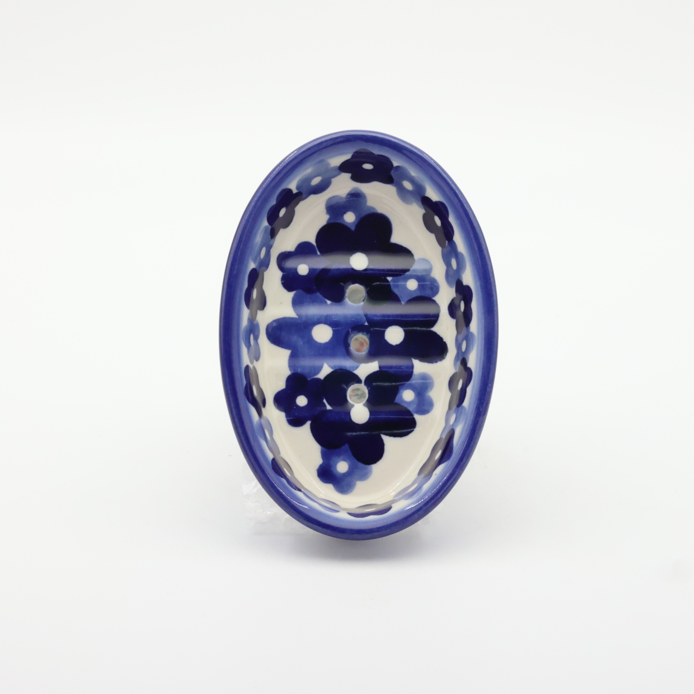 Elegant and durable large soap dish made from authentic Bolesławiec pottery. Hand-painted with traditional Polish patterns, perfect for bathroom decor or as a unique gift.